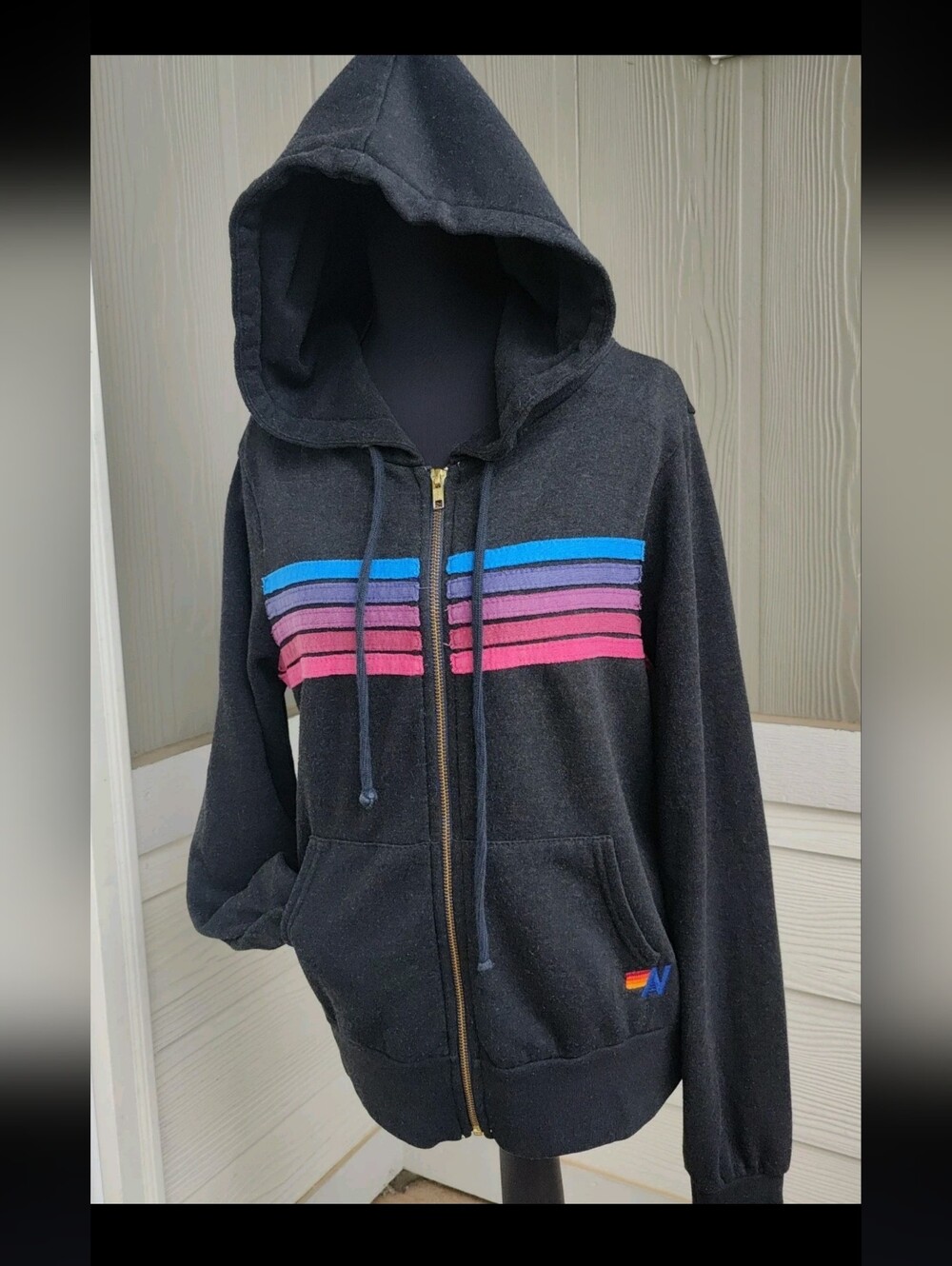 Aviator Nation Fan Favorite 5 Stripe Zip Front Hoodie Jacket.  Size XS